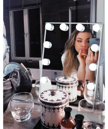 LED Hollywood Makeup Mirror Vanity Tabletop Stand Touch 12 Bulbs