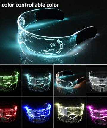 LED Luminous Glasses Futuristic Electronic Visor Glasses Light Up Glasses Prop For Halloween KTV Bar Party Performance