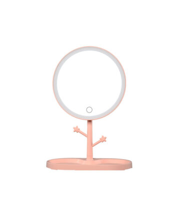 LED Makeup Mirror With Light Ladies Makeup Lamp With Storage Desktop Rotating Mirror Round Shape Cosmetic Mirrors Christmas Gift