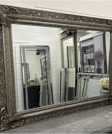 LG Ornate Antique Silver Decorative Bevelled Wall Mirror 120cm x 90cm (47.25" x 35.5") TUSCAN
