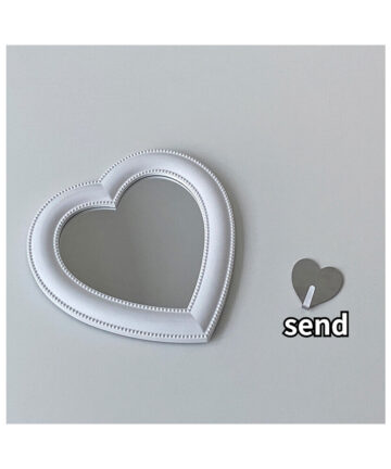 Love Cosmetic Mirror Ins Wall-mounted Decor Desktop Love Heart Makeup Mirror Dressing Small Mirror Portable for Girls