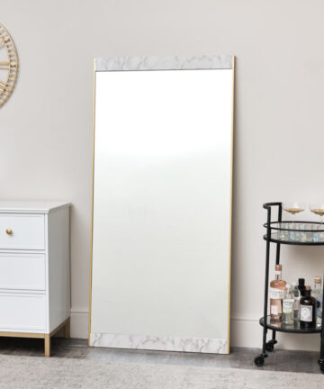 Luxe Gold & Faux Marble Mirror - Large 155cm x 75cm