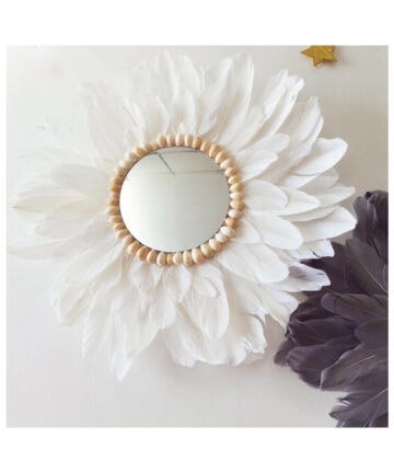 Macrame Feather Glass Wall Mirror Hanging Dressing Makeup Mirrors Decor