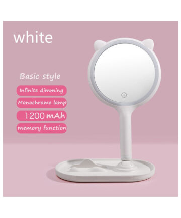 Magnifying Makeup Mirror With Light LED Touch Bright Adjustable Cosmetic Mirrors Desktop With Mobile Phone Holder Lady Girls Gif