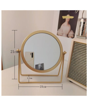 Make Up Mirror Decorative INS Ironwork Rotatable Table Mirrors Students Table Top Dressing Mirrors For Women