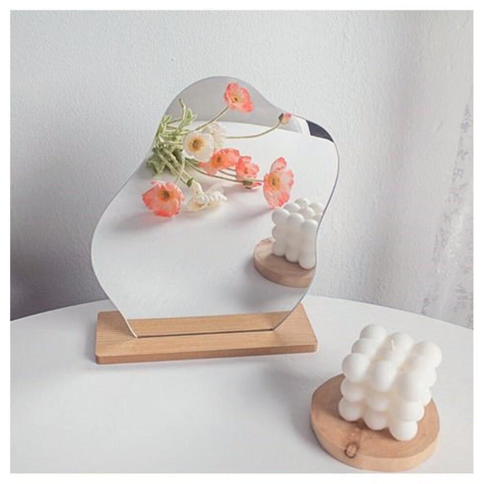 Makeup Mirror Ins Irregular Acrylic Decorative Mirror Wooden Base Cosmetic de maquillaje Beauty Tools