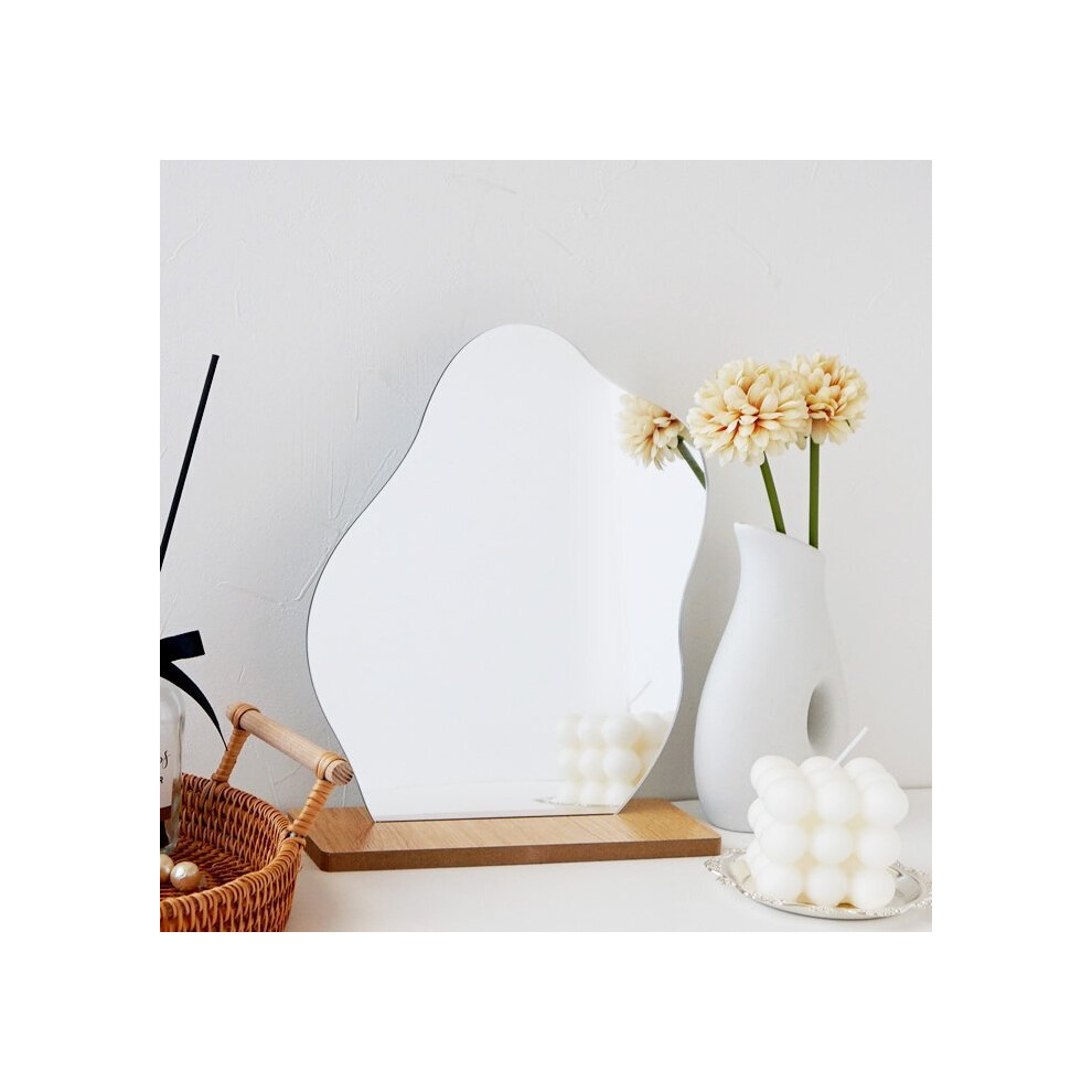 Makeup Mirror Ins Irregular Acrylic Decorative Mirror Wooden Base Cosmetic de maquillaje Beauty Tools