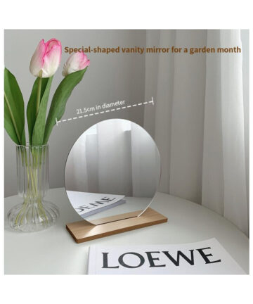Makeup Mirror Ins Irregular Acrylic Decorative Mirror Wooden Base Cosmetic Makeup Beauty Tools Home Decoration