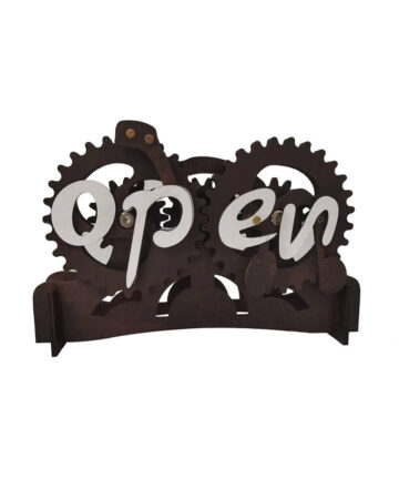 Mechanical Wooden Open Closed Signs Hand Operation Vintage Business Sign for Coffee Shop