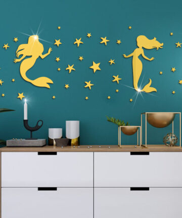 Mermaid Reflector Room Bathroom Acrylic Wall Mirror Irregular Mirror Living Room Decoration Mini Sticker Mirror Home Decore