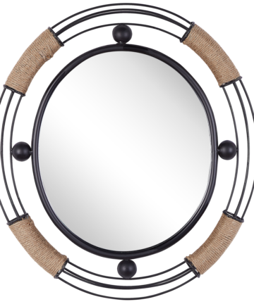 Metal Wall Mirror 55 x 50 cm Black MOULINS