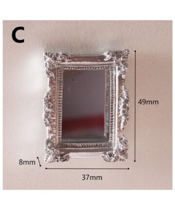 Mini Classical Mirror Self-Adhesive Safety Resin Round Carved Accessories Living Scene Model Doll House Supplies