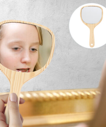 Mirror Handlehand Lightweight Travel Portable Wood Makeup Shaving Paddle Forhandheld Barber Hairdressers Frame