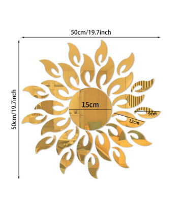 Mirror Sun Flower room decor Art Removable Wall Sticker Acrylic Mural Decal Household Room Decoration