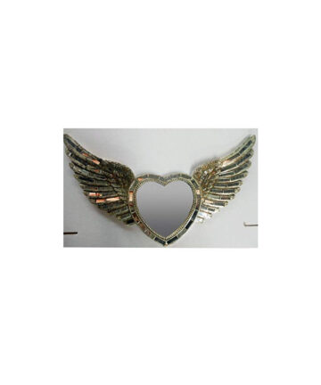 Mirrors Angel Wings Heart Shaped Feathered Rounded Woode
