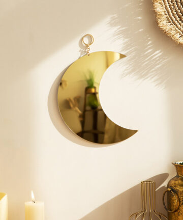 Moon Mirror Acrylic Makeup Mirror Hanging Decorative Mirrors for Wall Bedroom Living Room Bathroom Apartment Home Decor