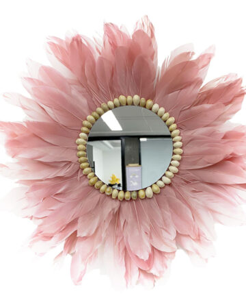 Multicolor Flower Mirror Nordic Style Flower Wall Decoration Macrame Feather Wall Mounted Decoration For Living Room Bedroom