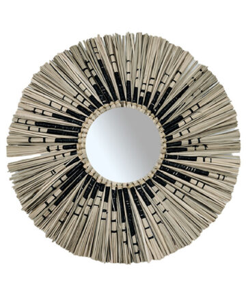 Natural Hand-woven Straw Hanging Mirror European Retro Tassel Decorative Mirror Homestay Hotel Villa Makeup Mirror