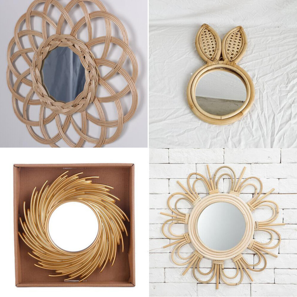 Natural Rattan Decorative Wall Mirror Natural Wall Decoration Eye Art Decor Pendant For Apartment Living Room Bedroom