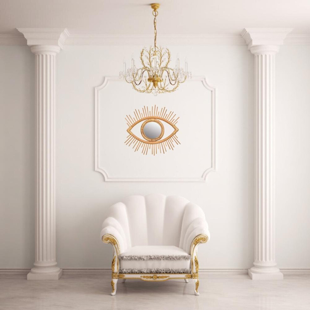 Natural Rattan Decorative Wall Mirror Natural Wall Decoration Eye Art Decor Pendant For Apartment Living Room Bedroom