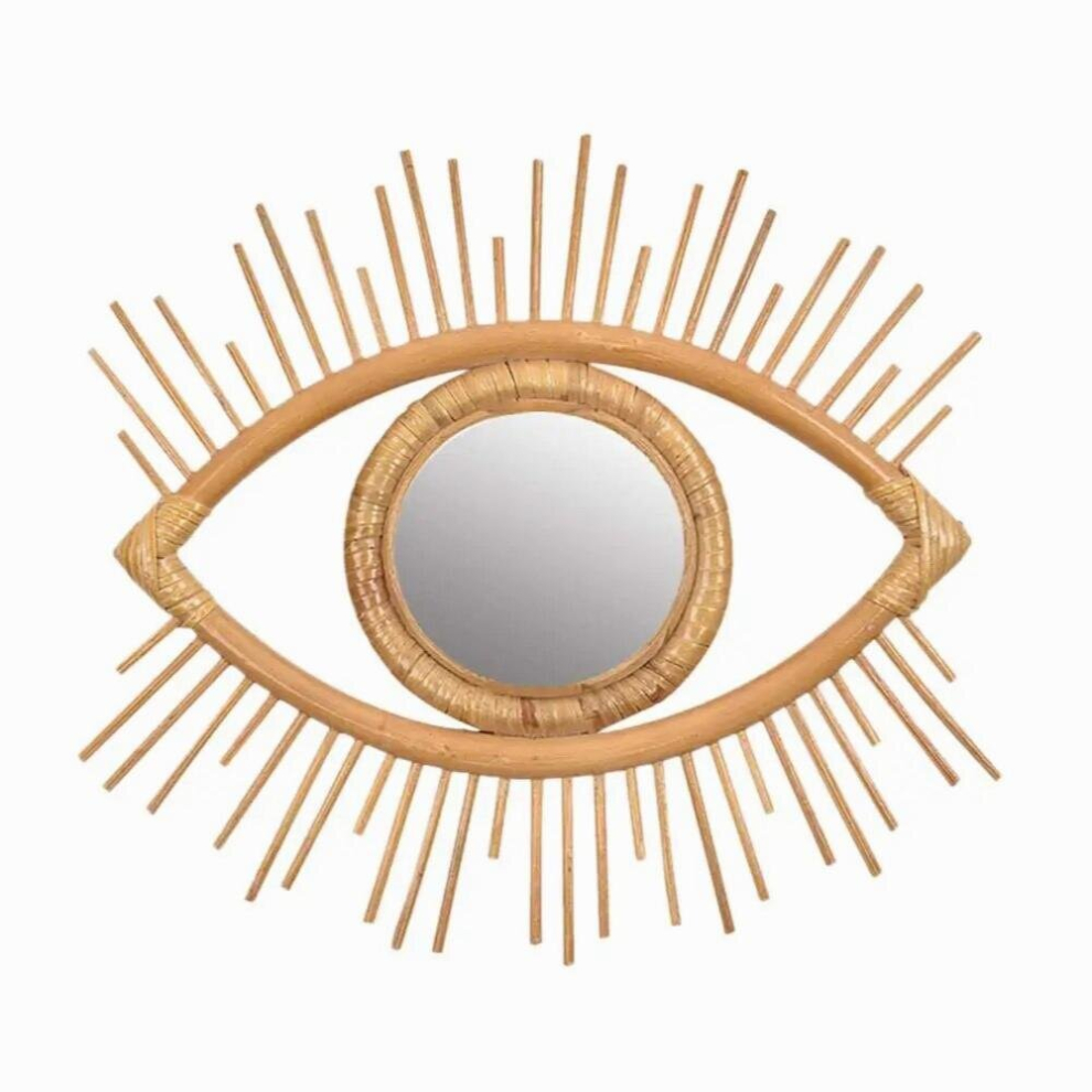 Natural Rattan Decorative Wall Mirror Natural Wall Decoration Eye Art Decor Pendant For Apartment Living Room Bedroom