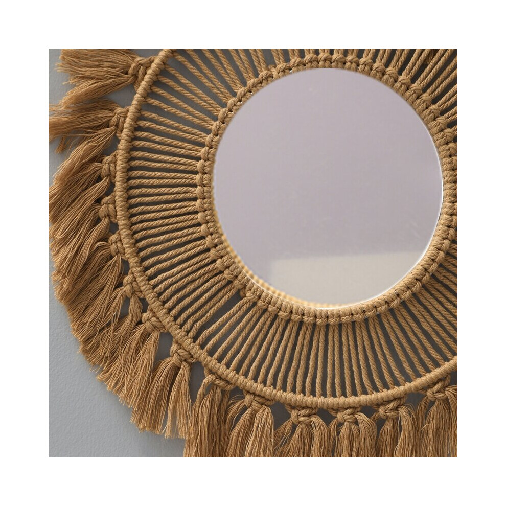Nordic Wall Hanging Mirror Woven Macrame Mirrors Handwoven Crafts for Indoor Outdoor Garden Bedroom Decoration Gift
