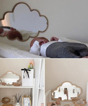 Nordic Wooden Cloud Mirror Sticker Home Decoration For Home Nordic Wood Acrylic Mirror Frame Creative Home Wall Decor Mirror