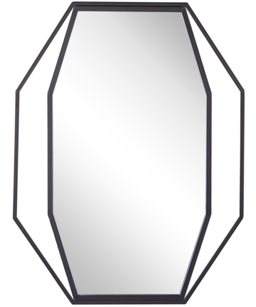 Octagonal Steel Wall Mirror 60 x 80 cm Graphite Grey NIRE