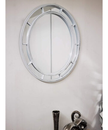 Oval - Vintage White Shabby Chic Oval Window Mirror 48.5X58.5X3Cm