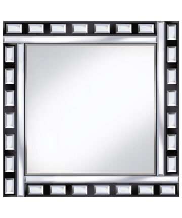 Pharmo Classic Tile Mirror - Black/Silver Square Wall Mirror 60cm x 60cm Beveled