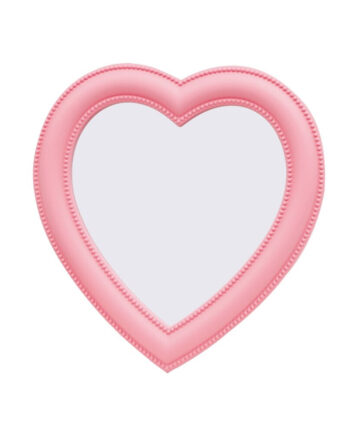 Pink Love Heart Shaped Mirror Desktop Makeup Mirrors Wall Mounted Double Use for Home Bedroom Dormitory Bathroom Decoration Mirr