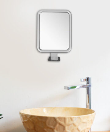 Portable Shaving Mirror with Shaver Holder Makeup Wall Mounted Antifog Shower Mirror for Men Dorm Office Camping Travel