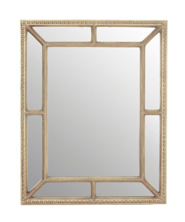 Premier Housewares Rectangular Wall Mirror/ Classic Mirrors For Bathroom / Bedroom / Garden Walls Fancy Wall Mounted Mirrors For Hallway With Cream