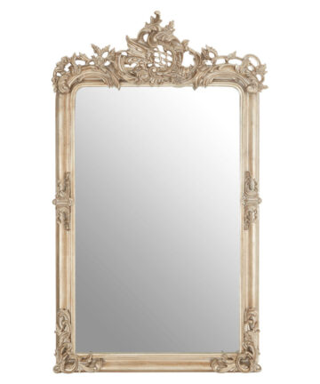 Premier Housewares Silver Frame Wall Mirror For Bedroom / Hallway / Living Room Luxurious and Fancy Antiquated Look w76 x d13 x h125cm