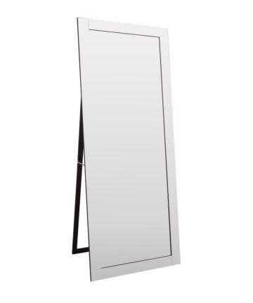 Premier Housewares Vintage Floor Standing White Chic Mirror Rounded And Bevelled Design Floor Mirrors For Bedroom Hallways And Living Room
