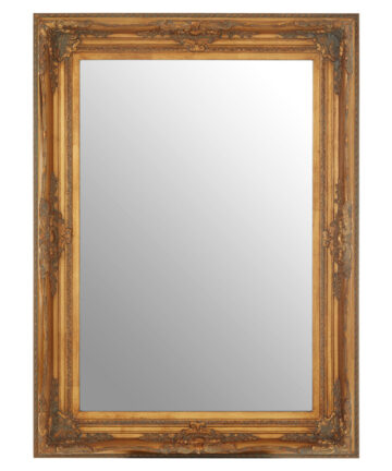 Premier Housewares Wall Mirror / Mirrors For Garden / Bathroom / Living Room With Carving Rectangular Frame / Gold Finish Wall Mounted Mirrors