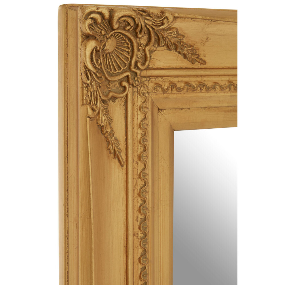 Premier Housewares Wall Mirror / Mirrors For Garden / Bathroom / Living Room With Carving Rectangular Frame / Gold Finish Wall Mounted Mirrors