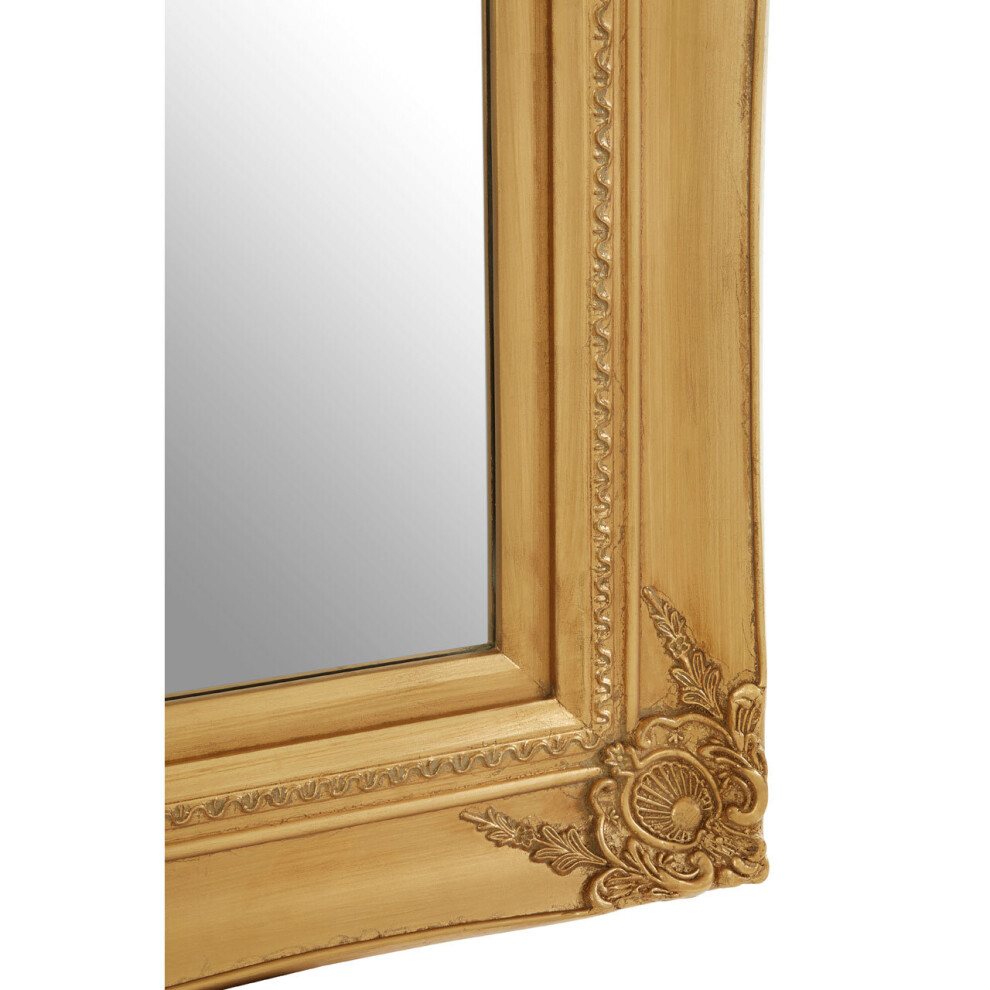 Premier Housewares Wall Mirror / Mirrors For Garden / Bathroom / Living Room With Carving Rectangular Frame / Gold Finish Wall Mounted Mirrors
