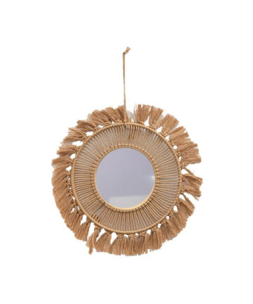 Q1JB Nordic Wall Hanging Mirror Woven Macrame Mirrors Handwoven Crafts for Indoor Outdoor Garden Bedroom Decoration Gift