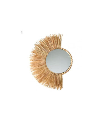 Rattan Hanging Mirror Straw Moroccan Wood Art Multi-function Acrylic Hanging Decorative