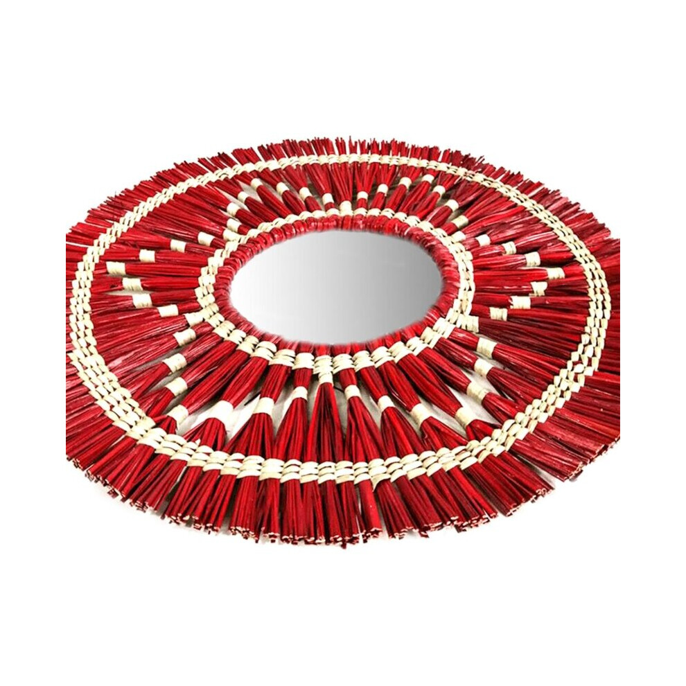 Rattan Plaited Seaweed Art Makeup Mirror Nordic Style Wall Hanging Home Living Room Bedroom Decoration Photography Prop G99A