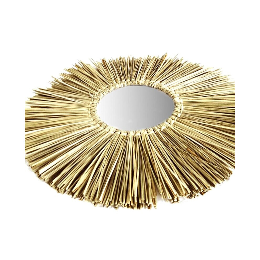 Rattan Plaited Seaweed Art Makeup Mirror Nordic Style Wall Hanging Home Living Room Bedroom Decoration Photography Prop G99A