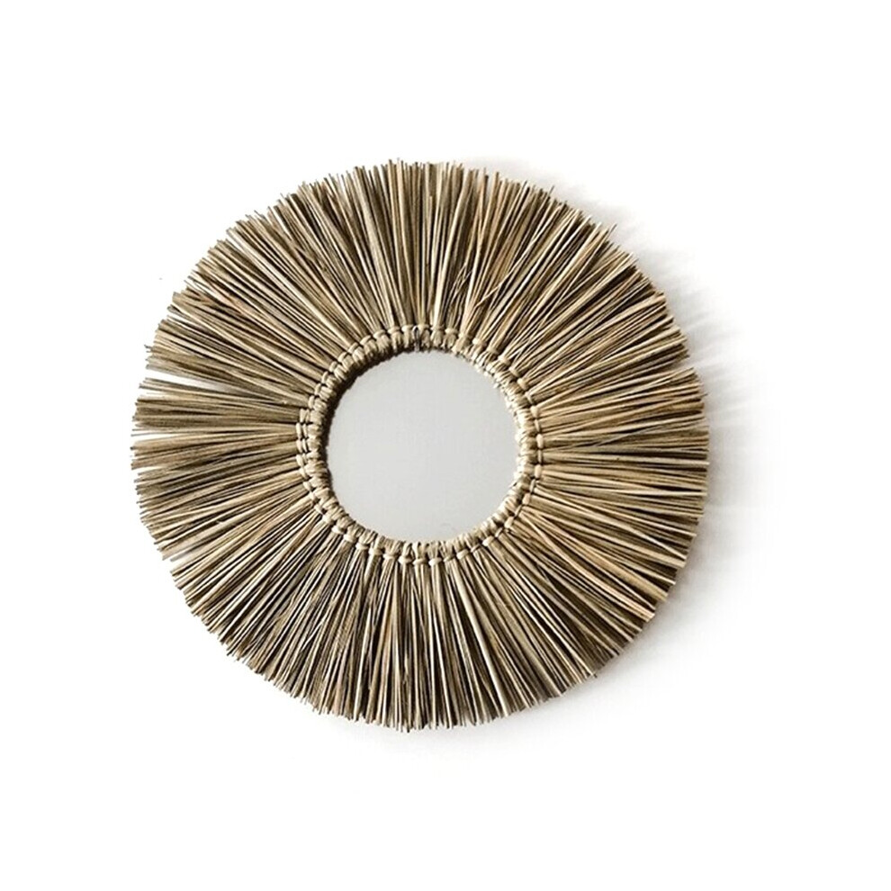 Rattan Plaited Seaweed Art Makeup Mirror Nordic Style Wall Hanging Home Living Room Bedroom Decoration Photography Prop G99A