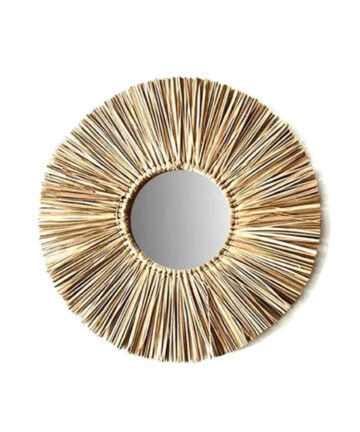 Rattan Plaited Seaweed Art Makeup Mirror Nordic Style Wall Hanging Home Living Room Bedroom Decoration Photography Prop G99A