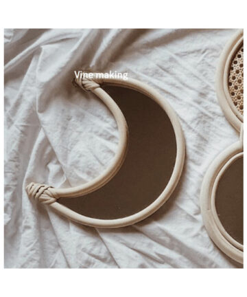 Rattan Wall Mirror Decoration Maison Nordic Japan Style Vintage Home Hanging Decor Round Make Up Mirrors
