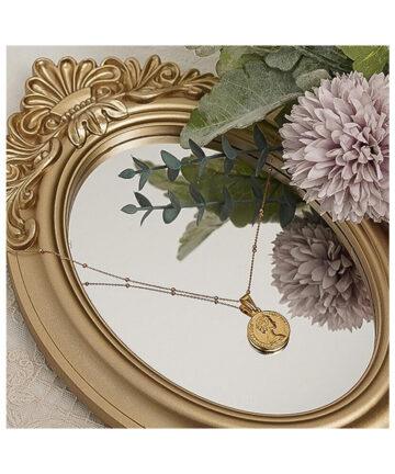Retro Mirror Decorative Vintage Mirror Photography Prop Adornment Home Decor Mirror Desktop Ornament (Golden)