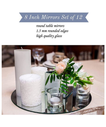 Round Acrylic Mirror Tray 8inch Circle Candle Mirror Plate Decor Accessory for Wedding Baby Shower Birthday Decoration