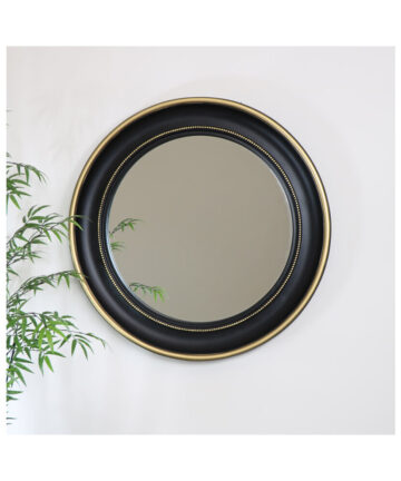 Round Black & Gold Wall Mirror 90cm x 90cm