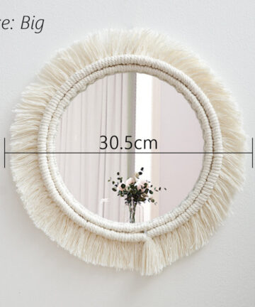 Round Cotton Rope Woven Decorative Mirror Home Decor Living Room Room Wall Decor Wall Hanging Mirror