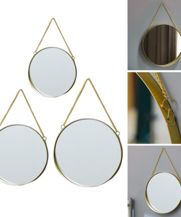 Round Hanging Mirror Decorative Geometry Wall Mounted Mirror with Chain